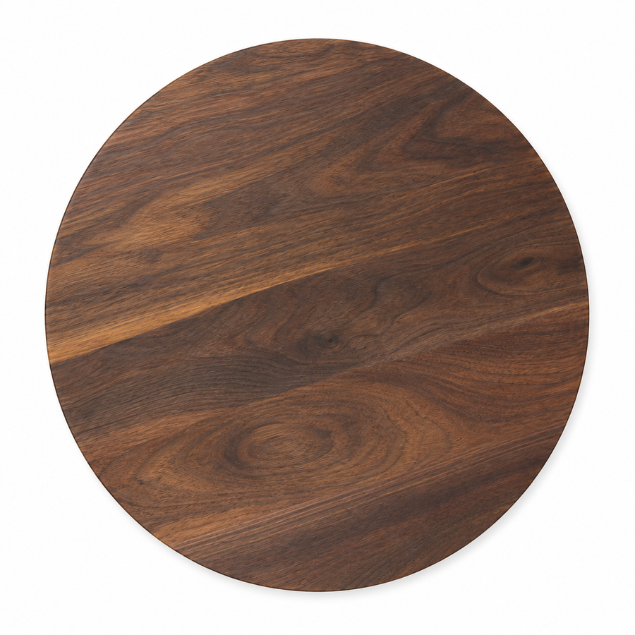 18-inch round Walnut / No Groove / No Handles - top view