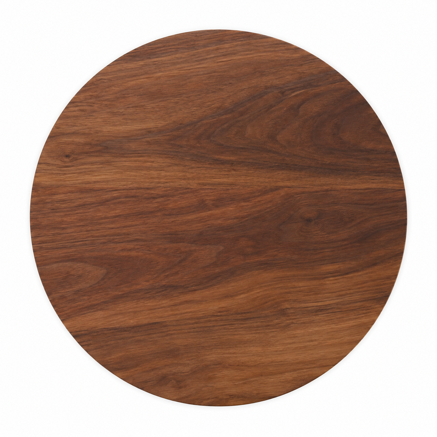 15-inch round Walnut / No Groove / No Handles - top view