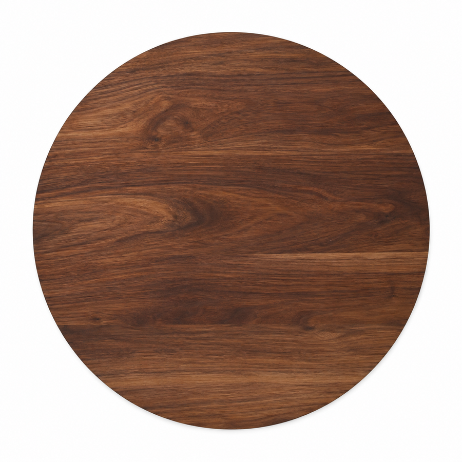 18-inch round Walnut / No Groove / No Handles - top view