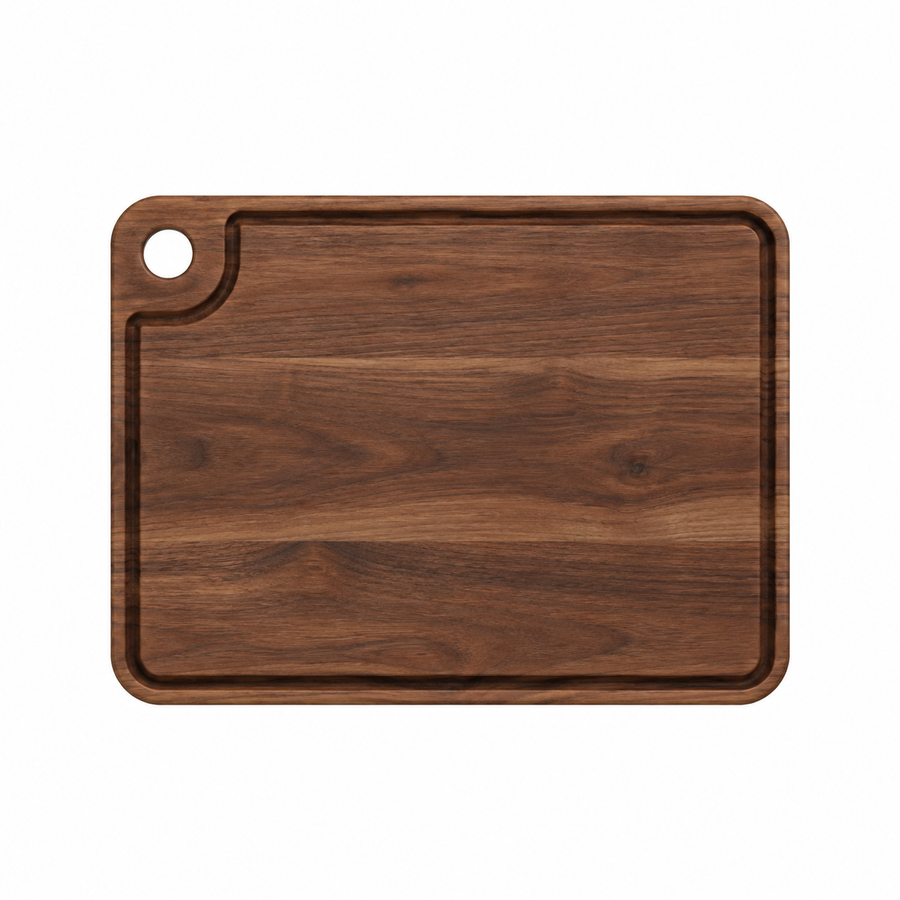 24 × 18 Walnut / Juice Groove / Thumb-Hole Handle - top view