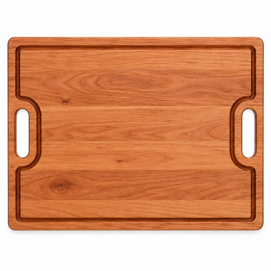 24 × 18 Cherry / Top Juice Groove / Cutout Handles - top view