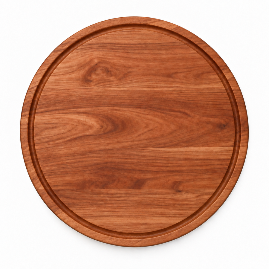 18-inch round Cherry / Juice Groove / No Handles - top view