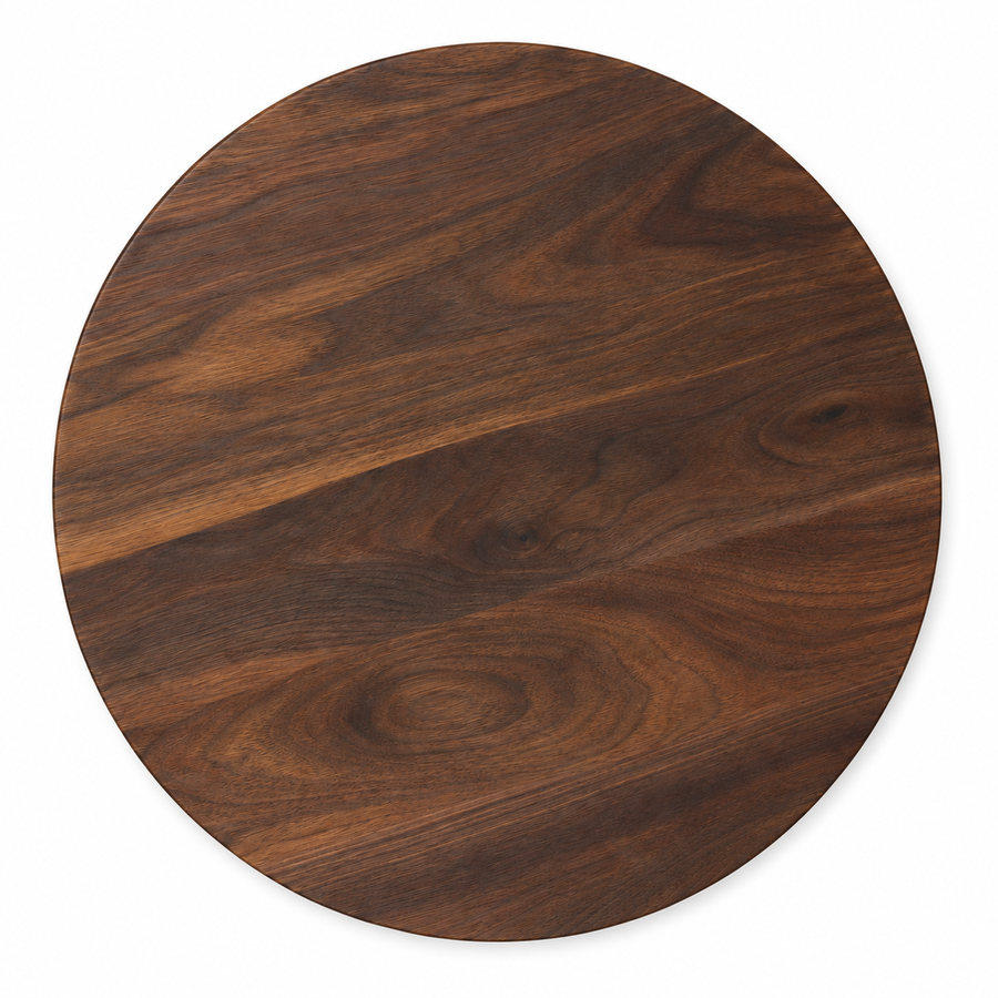 15-inch round Walnut / No Groove / No Handles - top view