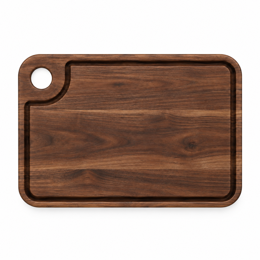 18 × 12 Walnut / Juice Groove / Thumb-Hole Handle - top view