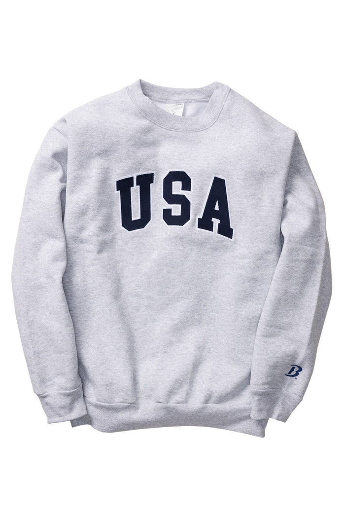 USA Tackle-Twill Crewneck Sweatshirt: grey USA sweatshirt, front view.
