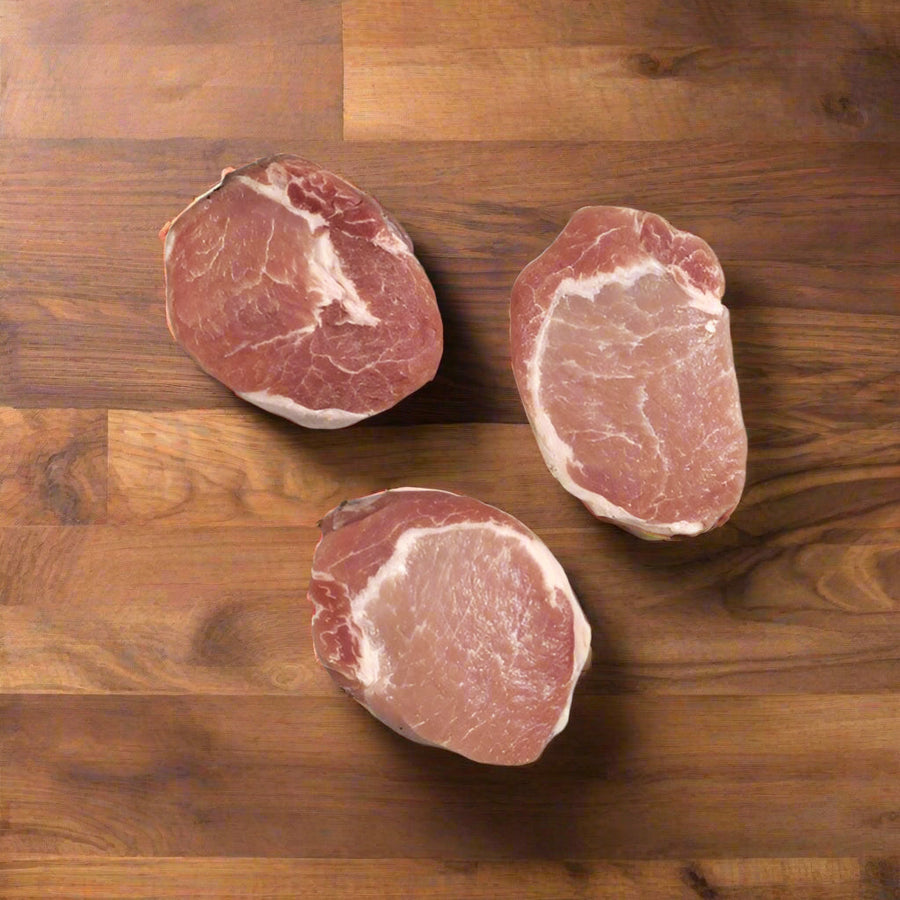 Three Boneless Duroc pork chops