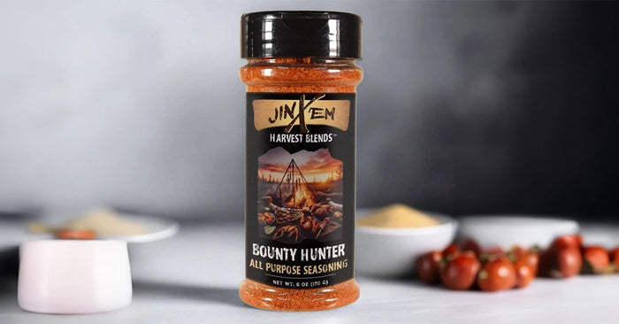 Bounty Hunter All-Purpose Seasoning — seasoning jar with a prepared food serving