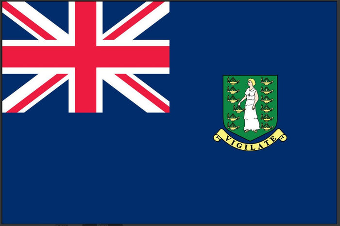 British Virgin Islands flag made in USA with Union Jack and Saint Ursula territorial badge