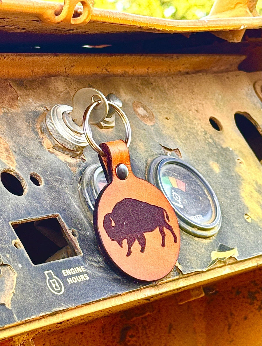 Buffalo Leather Keychain - Rustic Charm for Your Keys