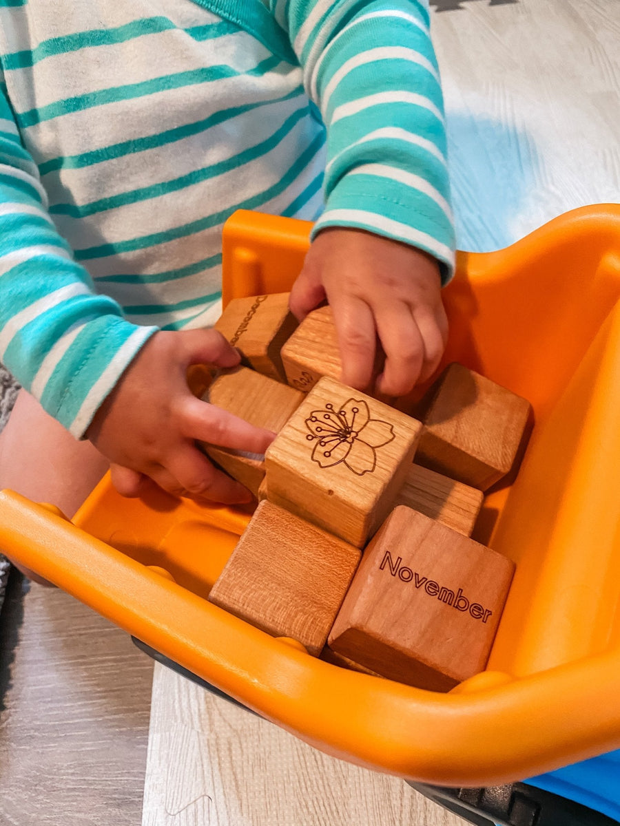 Wooden Calendar Blocks: 12 Maple Month Blocks