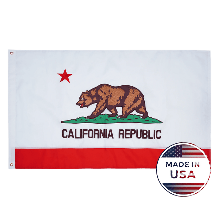 California 3x5 state flag made in USA with embroidered details