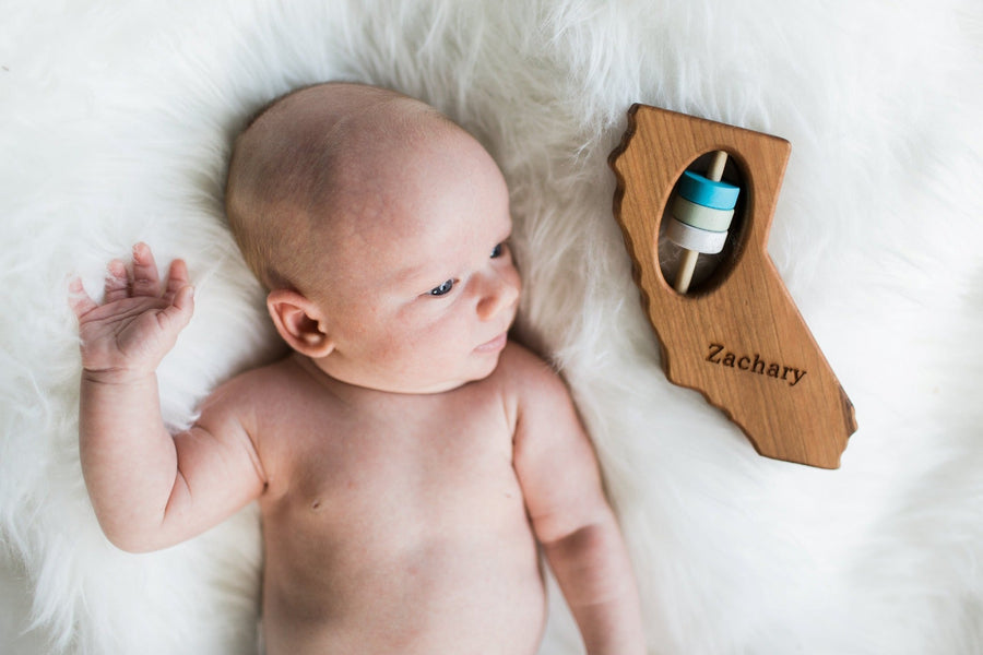 California cherry wood rattle in a lifestyle setting