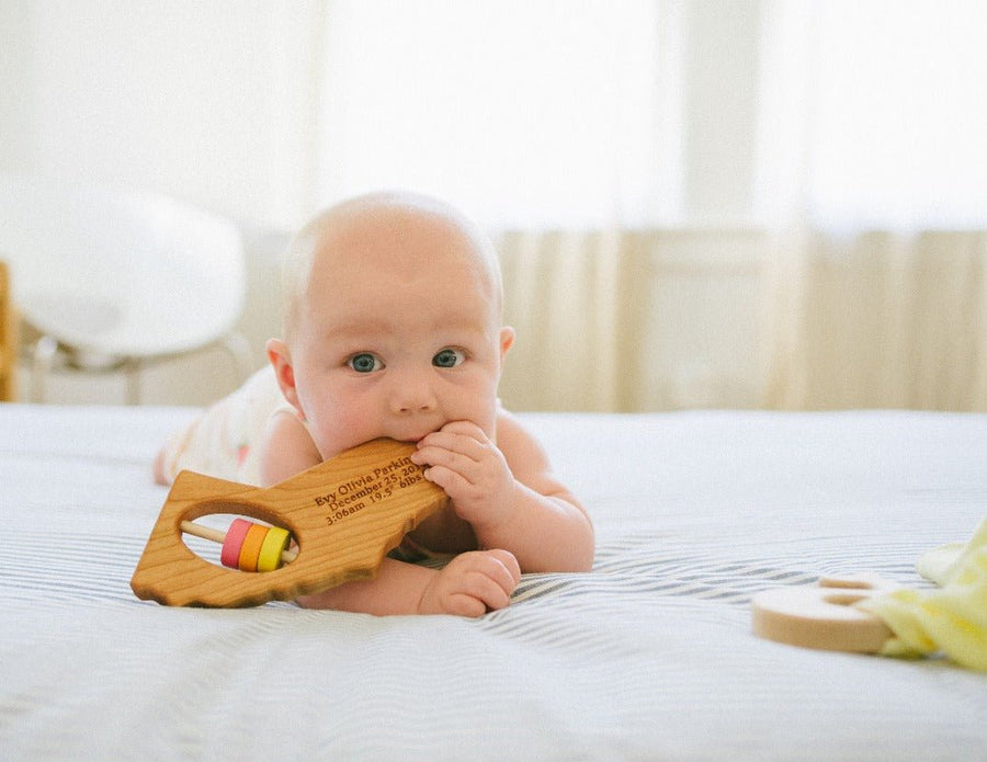 California cherry wood rattle in a lifestyle setting