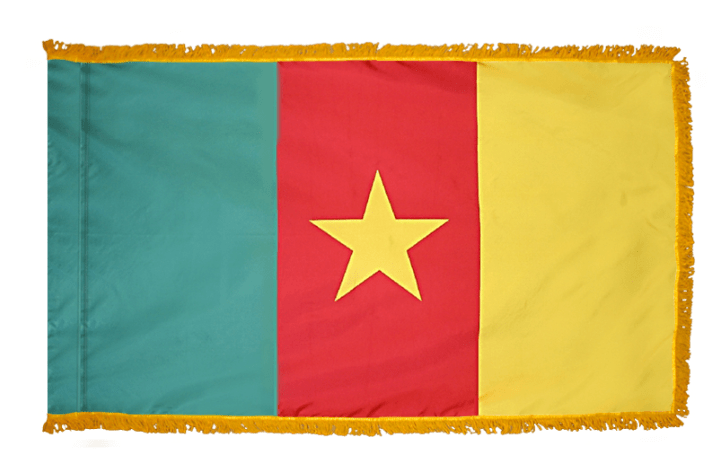 Cameroon nylon flag product image with vertical tricolor and yellow star