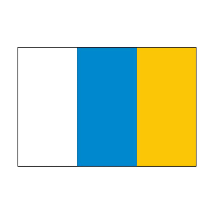 Canary Islands flag made in USA with white blue and yellow vertical bands