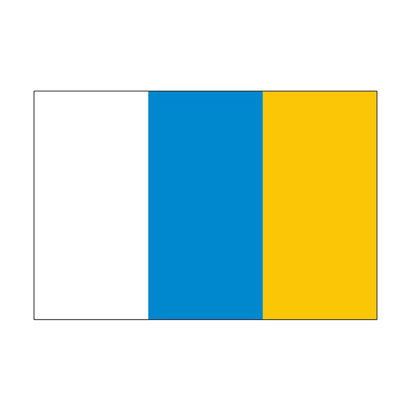 Canary Islands flag made in USA with white blue and yellow vertical bands