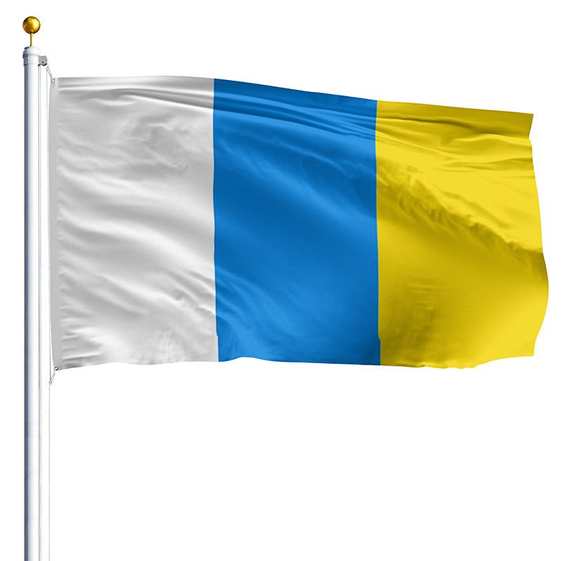 Canary Islands nylon flag product image with white blue yellow tricolor design