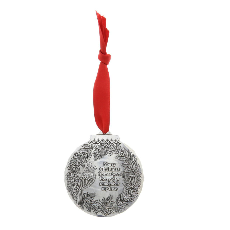 Styled display featuring Cardinal Remembrance Ornament