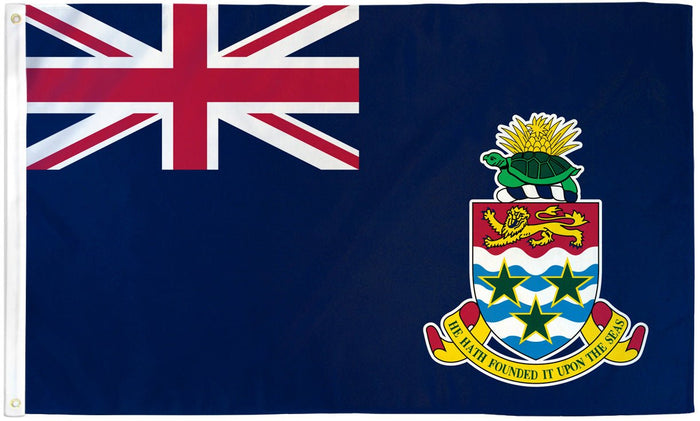 Cayman Islands flag made in USA with Union Jack and territorial coat of arms