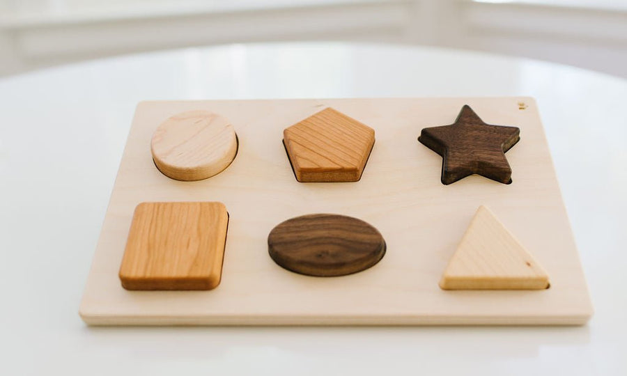Chunky Wooden Shape Puzzle: 6 Shapes & Birch Base
