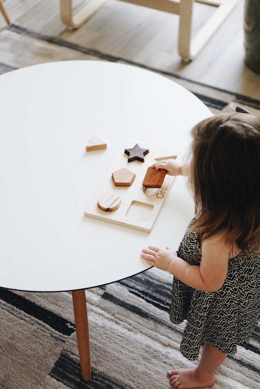 Chunky Wooden Shape Puzzle: 6 Shapes & Birch Base