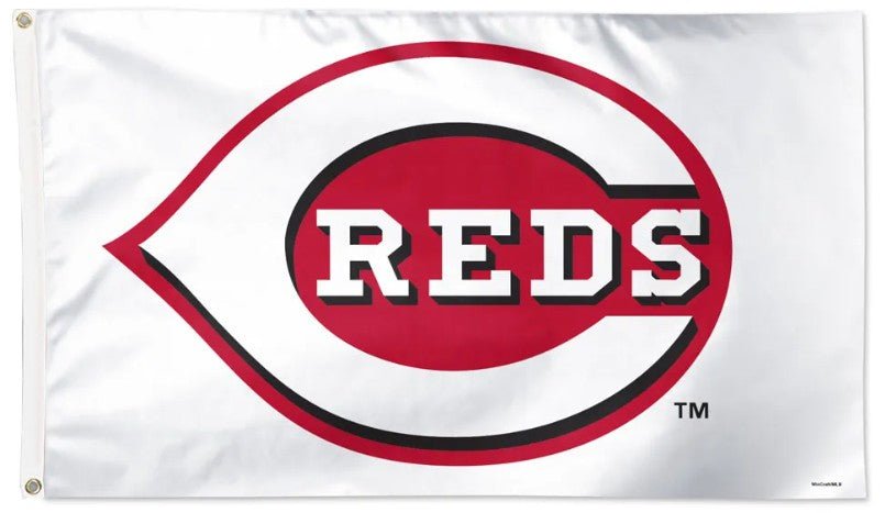 Cincinnati Reds 3x5 white flag with team logo