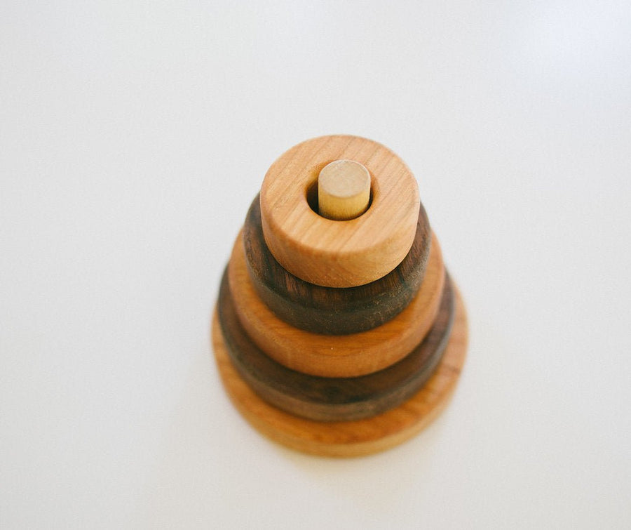 Wooden Ring Stacker: Cherry & Walnut, 4 Rings