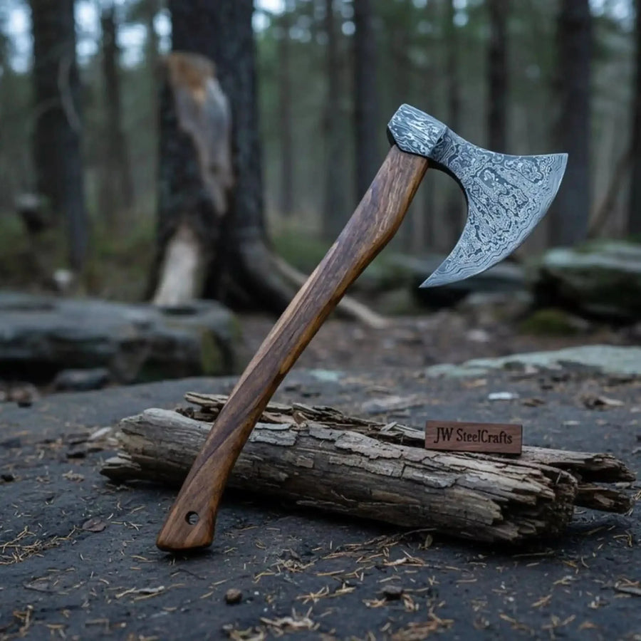 18"Inches Damascus Steel Axe Viking Axe Hatchet Axe Bearded Axe Tomahawk