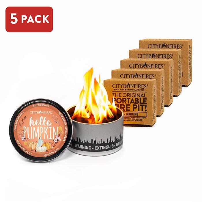 Maker five-pack comparison image of Fall Edition bonfires
