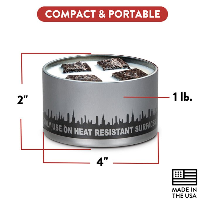 Bonfire size diagram showing four-inch width and two-inch height