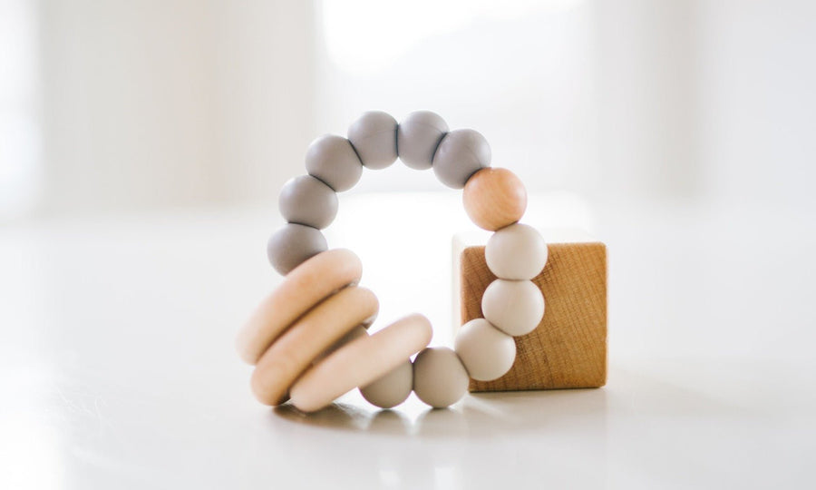 Classic Baby Teether: Wood Rings & Silicone Beads