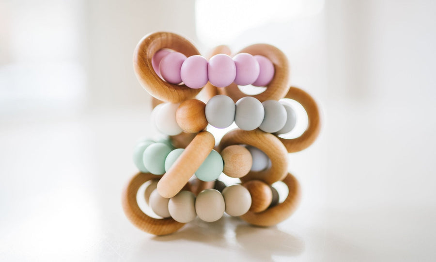Classic Baby Teether: Wood Rings & Silicone Beads