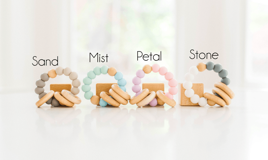 Classic Baby Teether: Wood Rings & Silicone Beads