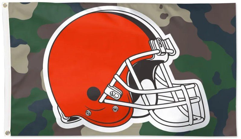 Cleveland Browns 3x5 camouflage flag with white team logo