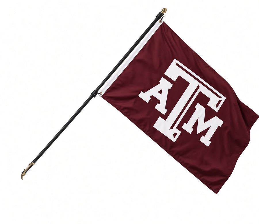 Texas A&M Aggies flag with complete pole kit display