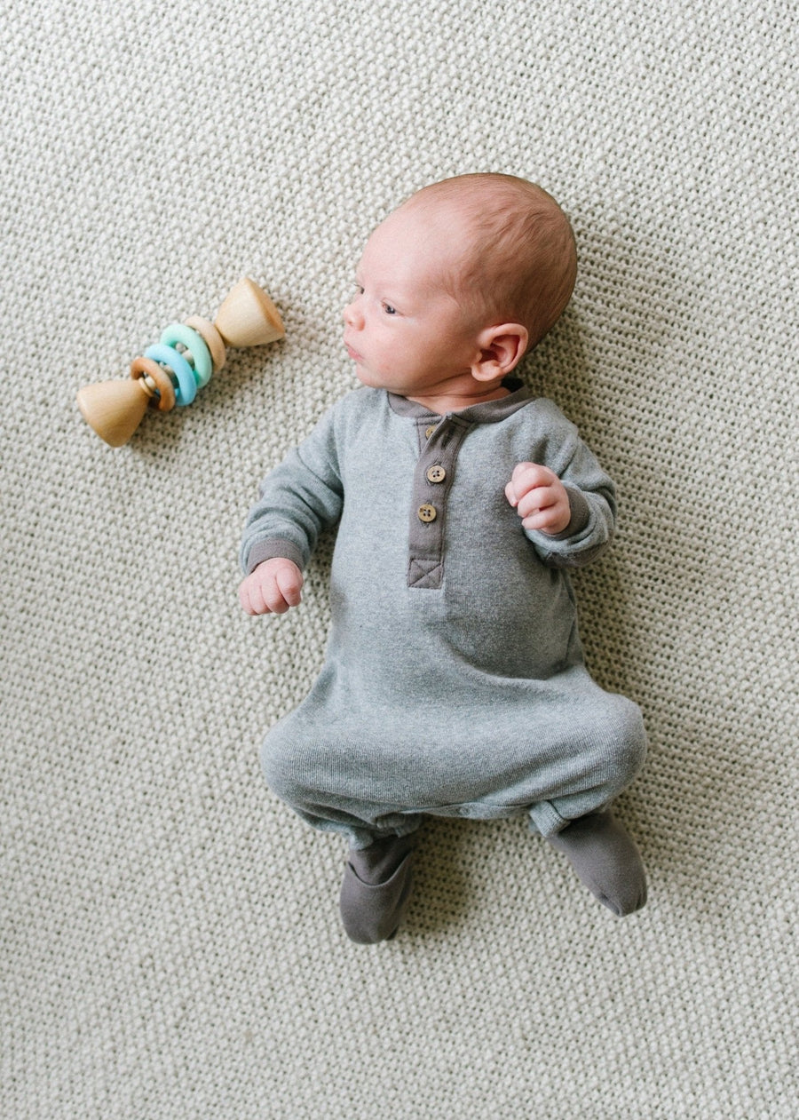 Color Block Baby Rattle: Wood & Silicone Rings