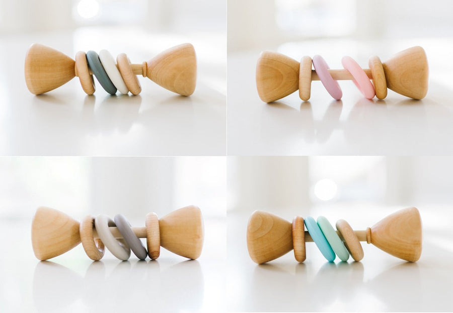 Color Block Baby Rattle: Wood & Silicone Rings