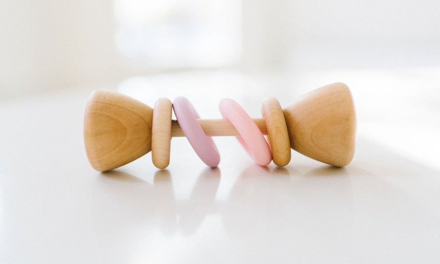 Color Block Baby Rattle: Wood & Silicone Rings