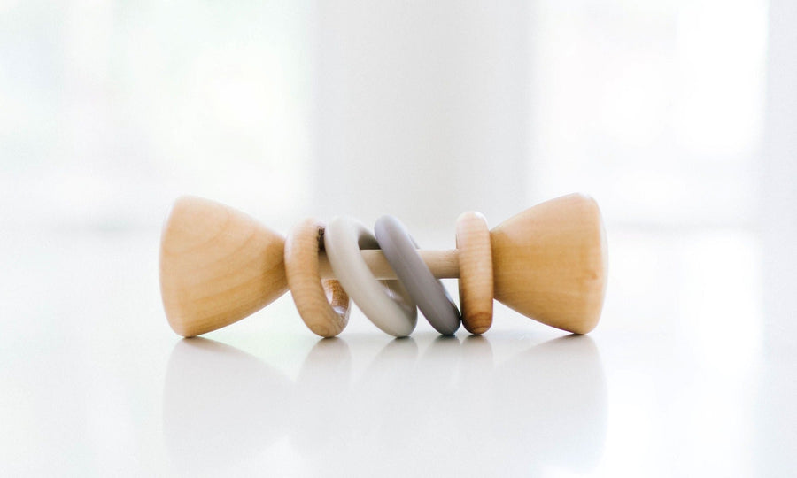 Color Block Baby Rattle: Wood & Silicone Rings