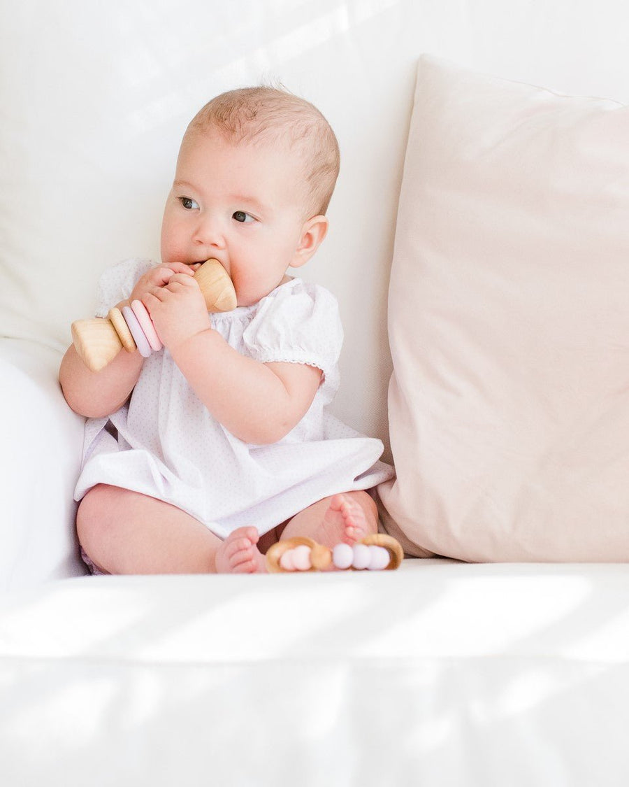 Color Block Baby Rattle: Wood & Silicone Rings
