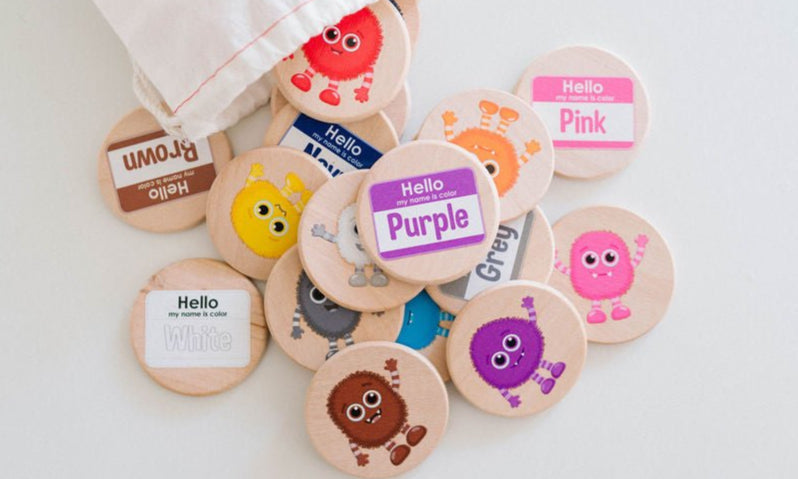 Color Monster Matching Game: 24 Wooden Tiles