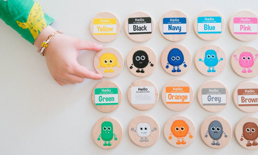 Color Monster Matching Game: 24 Wooden Tiles