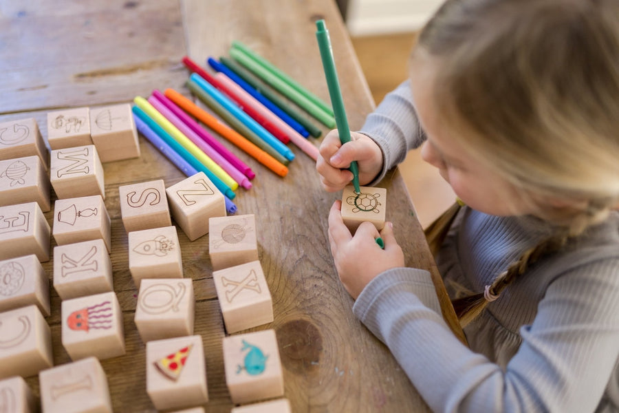 Maple Alphabet Blocks: 30-Piece Unfinished ABC Set