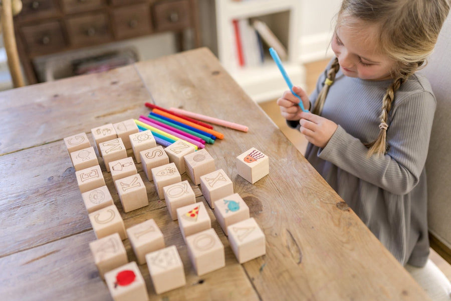 Maple Alphabet Blocks: 30-Piece Unfinished ABC Set