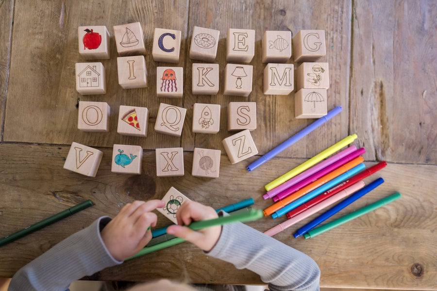 Maple Alphabet Blocks: 30-Piece Unfinished ABC Set