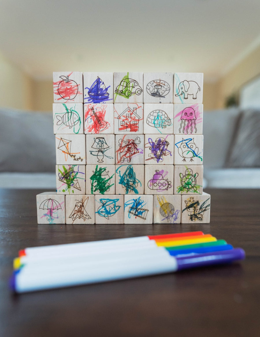 Maple Alphabet Blocks: 30-Piece Unfinished ABC Set