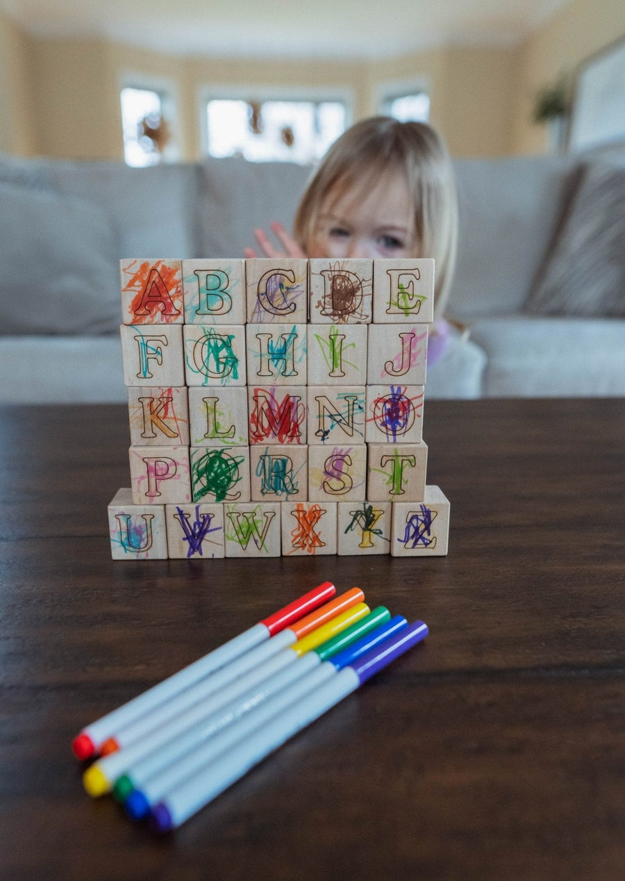Maple Alphabet Blocks: 30-Piece Unfinished ABC Set