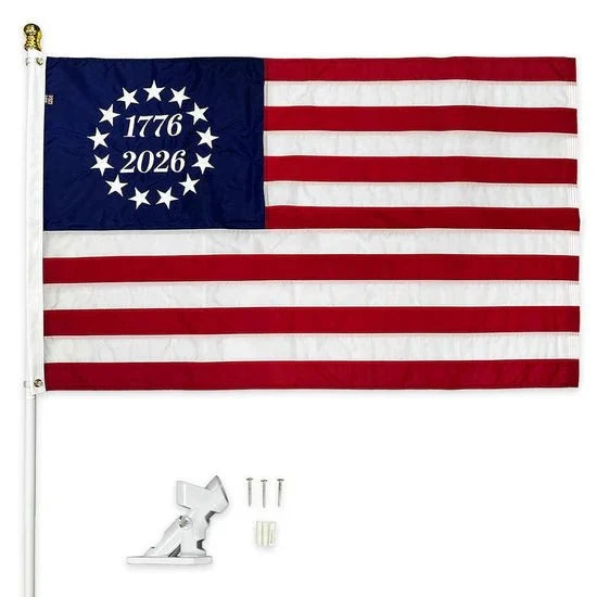 Betsy Ross America 250 Flag Kit – 3x5 Flag, Pole & Bracket
