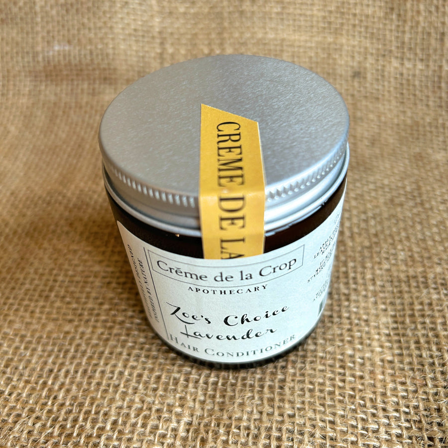 Zoe’s Choice Lavender Hair Conditioner jar viewed from above