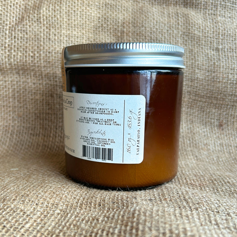 Lemongrass Hair Conditioner with Avocado & Argan Oils jar showing the side label